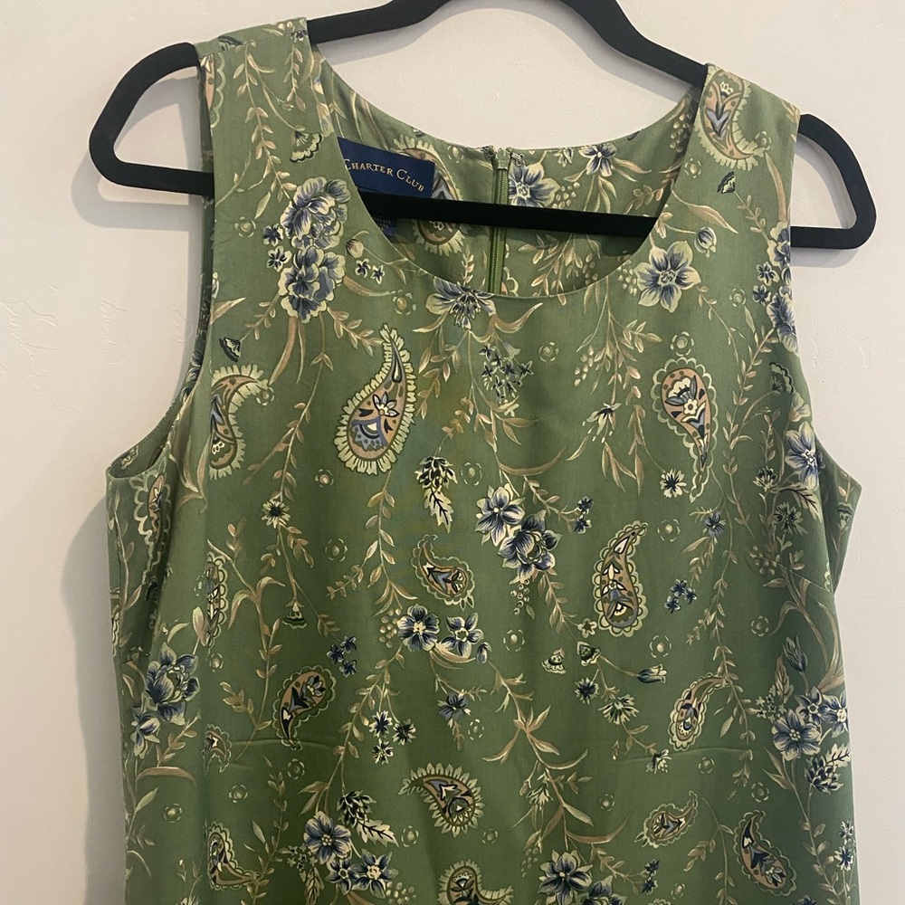 Charter club green paisley dress size 14 - Picture 3 of 5